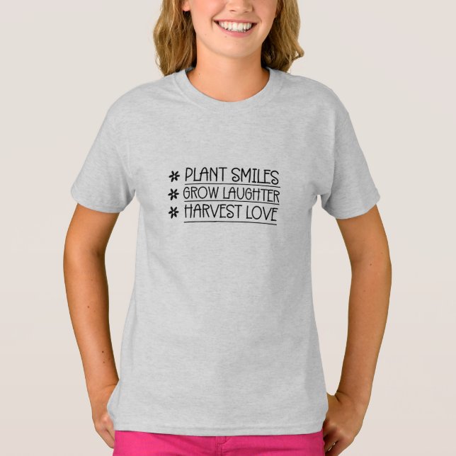 Camiseta Plantas de tipografia simples crescem mensagem (Frente)