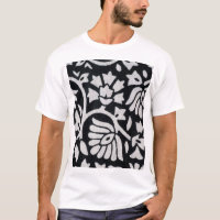 Plantas, flores, toalha de abstrato preto-branco.