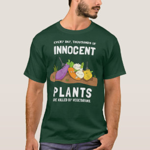 Camiseta Plantas Inocentes Mortas Por Gra Sarcástica Vegeta