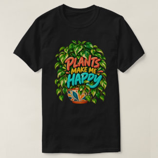Camiseta Plantas Me Fazem Feliz Botânica Colorida Variegada