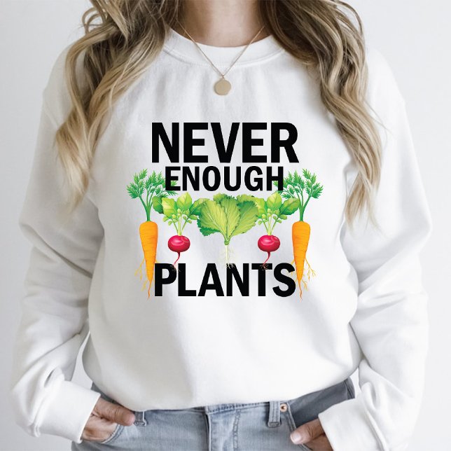 Camiseta Plantas Nunca Suficientes Gardenando Amante Mamãe  (Never Enough Plants Gardening Lover Mom White T-Shirt)