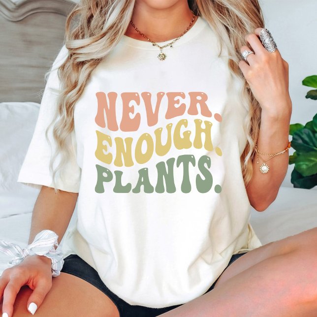 Camiseta Plantas Nunca Suficientes / Plantação (Never Enough Plants / Plant Lover Groovy T-Shirt)