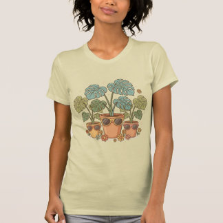 Camiseta Plantas Retro Mamãe Ilustração Legal de Planta Mon