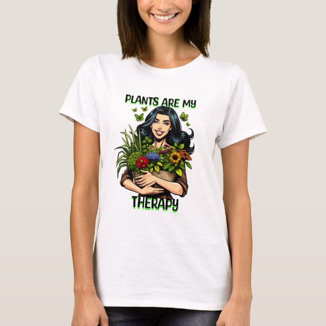 Camiseta Plantas são minha Terapia | Fitodependente Engraça (Frente)