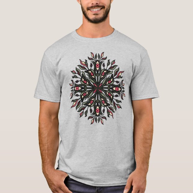 Camiseta Plantas Trippy e Olhos - Botânica Psicodélica (Frente)