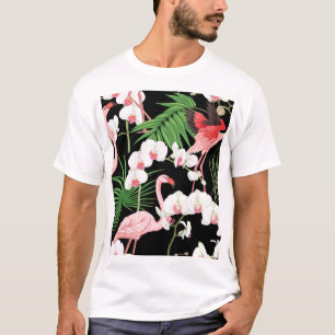 Camiseta Plantas Tropicais - Ilustração Colorida de Aves