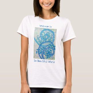 Camiseta Plantas vivas e abstrato azuis