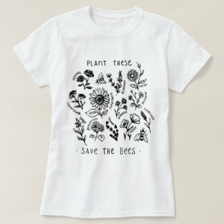 Camiseta Plante Estas Salve As Abelhas Desenho Botânico