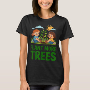 Camiseta Plante mais árvores - crianças jardinagem ecológic
