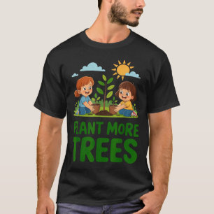 Camiseta Plante mais árvores - crianças jardinagem ecológic