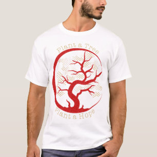Camiseta Plante uma árvore Planta um Dourado brilho vermelh