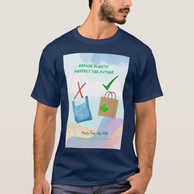 Camiseta Plastic Free July 2026 (Frente)