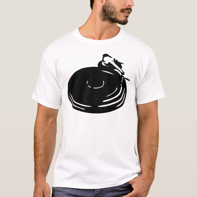 Camiseta plataforma giratória gravada preta (Frente)
