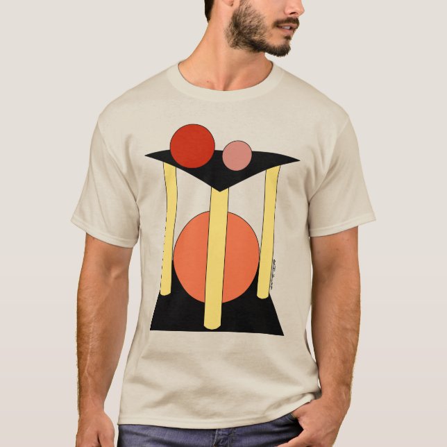 Camiseta Plataformas, pilares e círculos de abstrato (Frente)