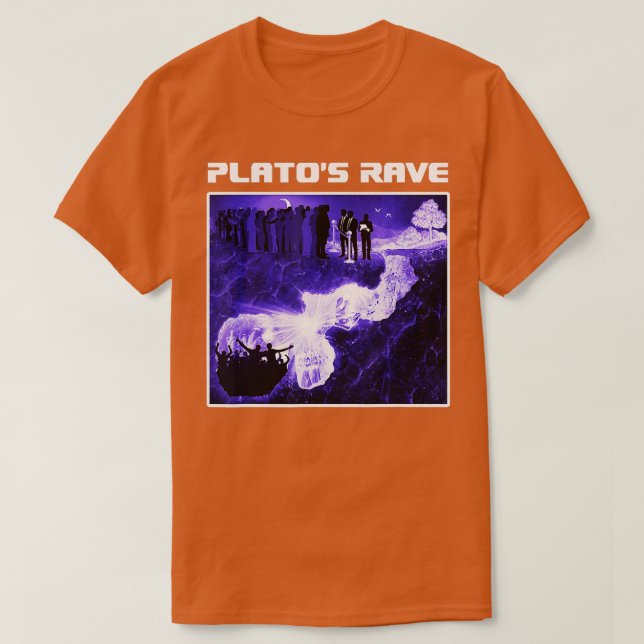 Camiseta Platos Rave Caverna Alegória Funny Raver Philosoph (Frente do Design)