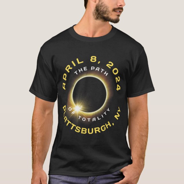 Camiseta Plattsburgh New York Solar Eclipse Totalidade abri (Frente)