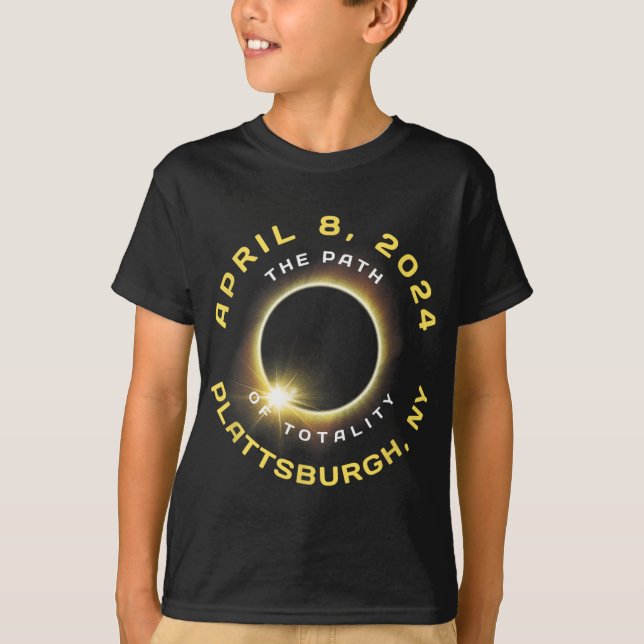 Camiseta Plattsburgh New York Solar Eclipse Totalidade abri (Frente)