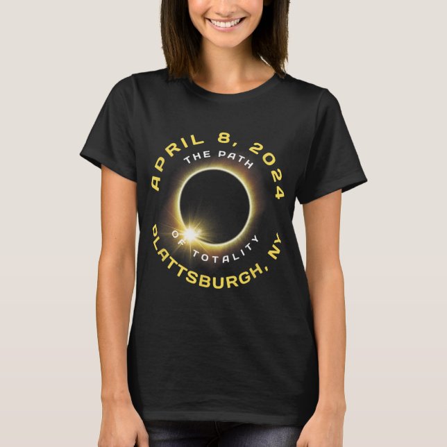 Camiseta Plattsburgh New York Solar Eclipse Totalidade abri (Frente)