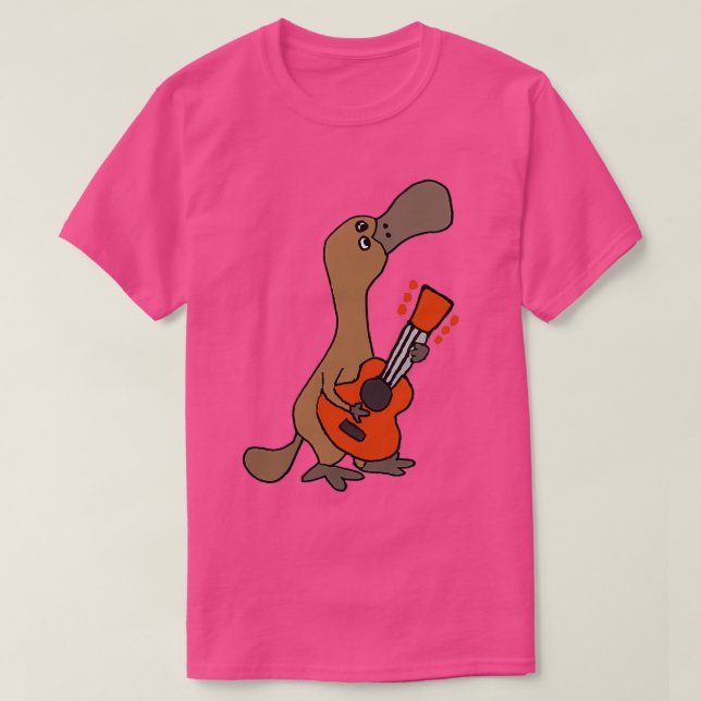 Camiseta Platypus Jogando Violão Engraçado, Cute-Burro (Frente do Design)