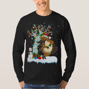 Camiseta Platypus Xmas Tree Lighting Santa Hat Platypus Chr