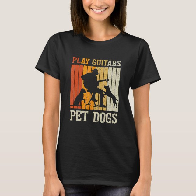 Camiseta Play Guitars Pet Dog Retro Music Guitarist Animal (Frente)