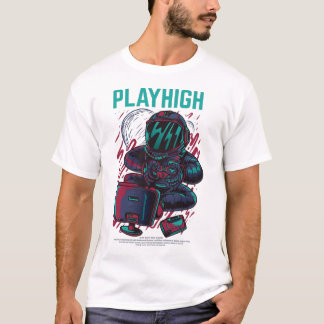Camiseta Play High Astronaut Gamer Gift T-Shirt Unisex 