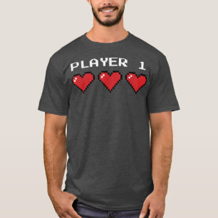 Camiseta Player 1   Video Game Couples   Piel Heart 