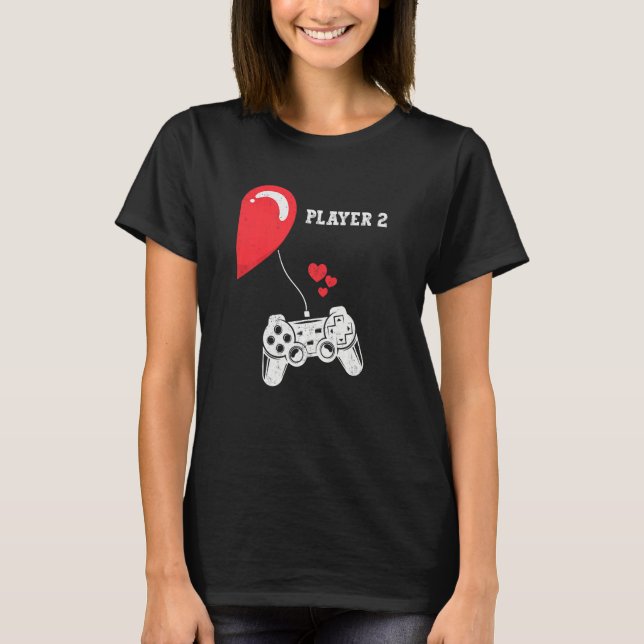 Camiseta Player 2 Valentines Day Gaming Matching Couple Gam (Frente)