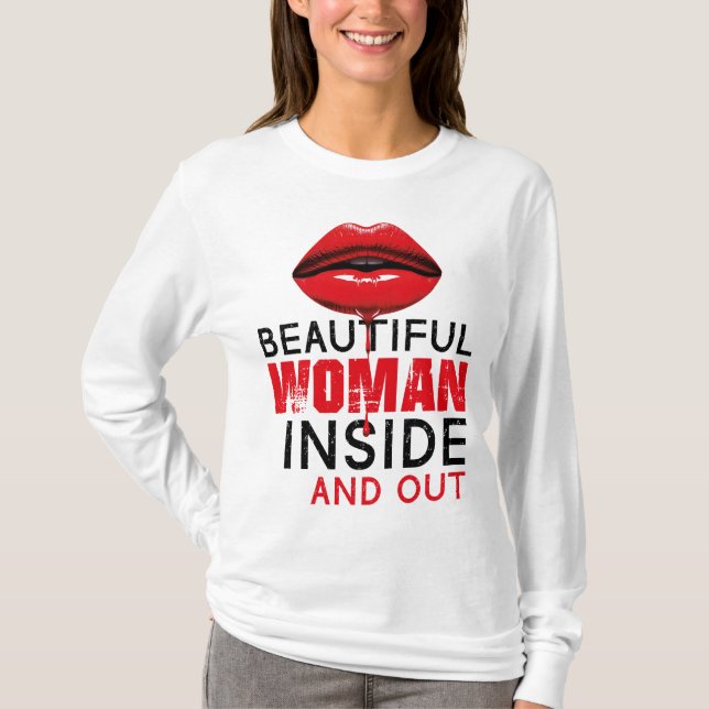 Camiseta Playera básica de mangas largas Beautiful Woman (Frente)