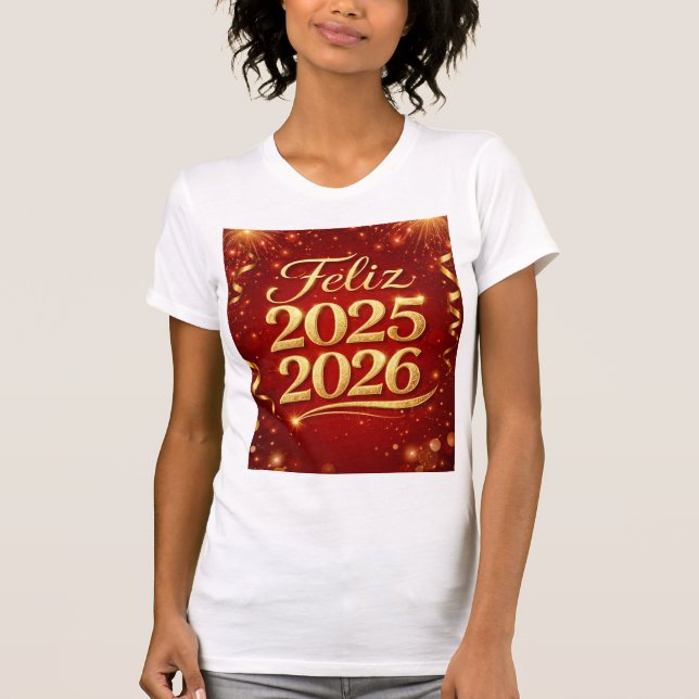Camiseta Playera con Diseño “Feliz 2025–2026” | Estilo Casu (Frente)