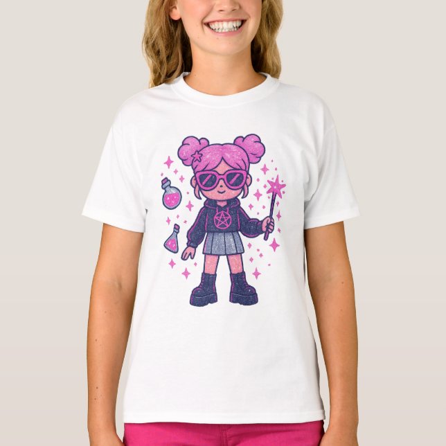 Camiseta Playera Kawaii Pink Witchy – Cute Magical T-shirt (Frente)