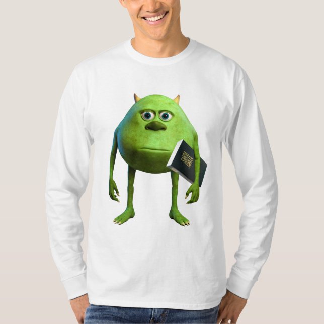 Camiseta Playera Manga Larga Mike Wazowski con Biblia (Frente)