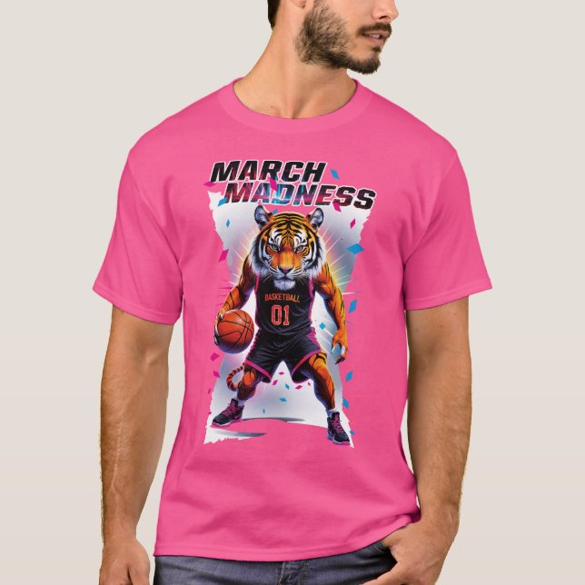 Camiseta Playera oscura básica Tiger Madness Baloncesto (Frente)