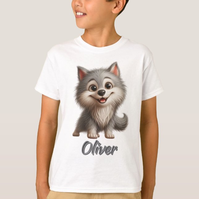 Camiseta Playful Baby Wolf - T-Shirt Personalizável Para Cr (Frente)