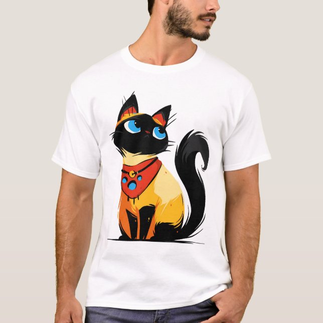 Camiseta Playful black cat with bandana (Frente)