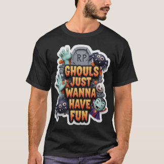 Camiseta Playful claymation Halloween characters and text G