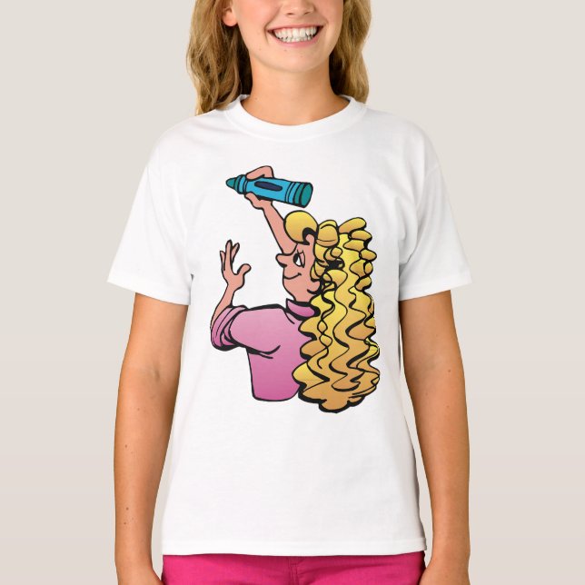 Camiseta Playful Girl with Crayon (Frente)