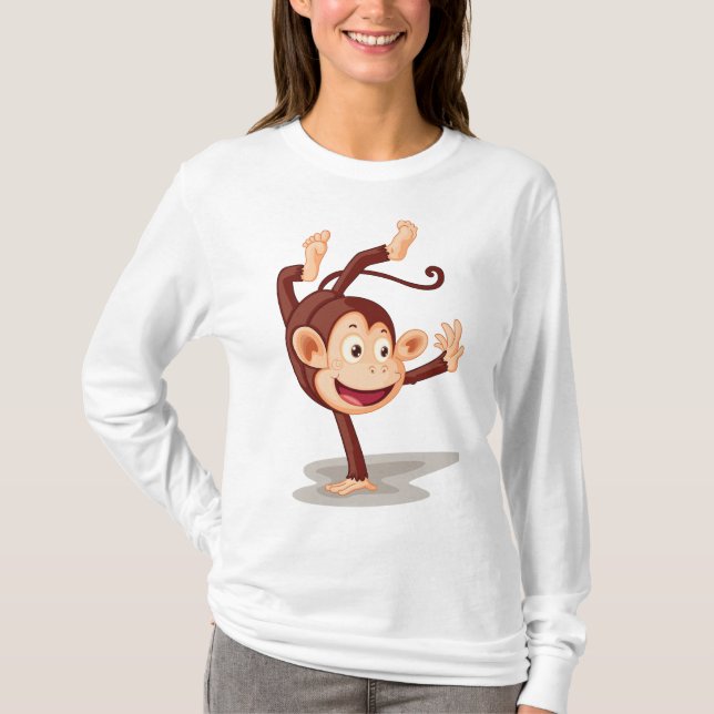 Camiseta Playful Monkey Doing a Handstand Cute Animal (Frente)