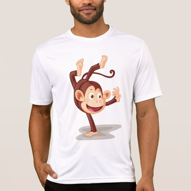 Camiseta Playful Monkey Doing a Handstand Cute Animal (Frente)