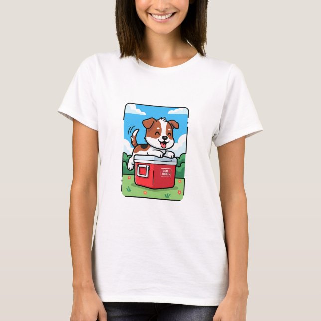 Camiseta Playful Puppy on Red Cooler (Frente)