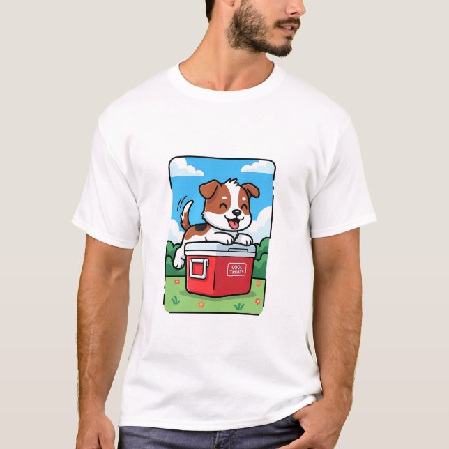 Camiseta Playful Puppy on Red Cooler (Frente)