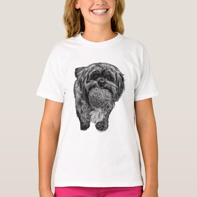 Camiseta Playful Shih Tzu Ball Art | Dog T-Shirt (Frente)