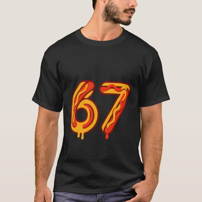 Camiseta Playful Six Seven Number Meme Matching Hot Dog  (Frente)