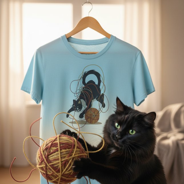 Camiseta Playful Yarn Ball Cat Design – Funny Cute Cat (Criador carregado)