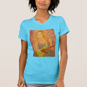 Camiseta playin popular da menina da rocha elétrico