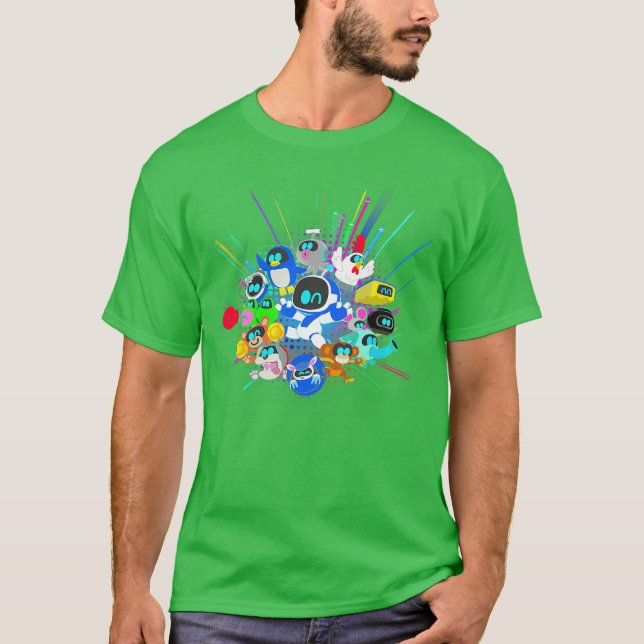 Camiseta PlayStation Astrobot e Amigos Grupo de Poder Ligad (Frente)