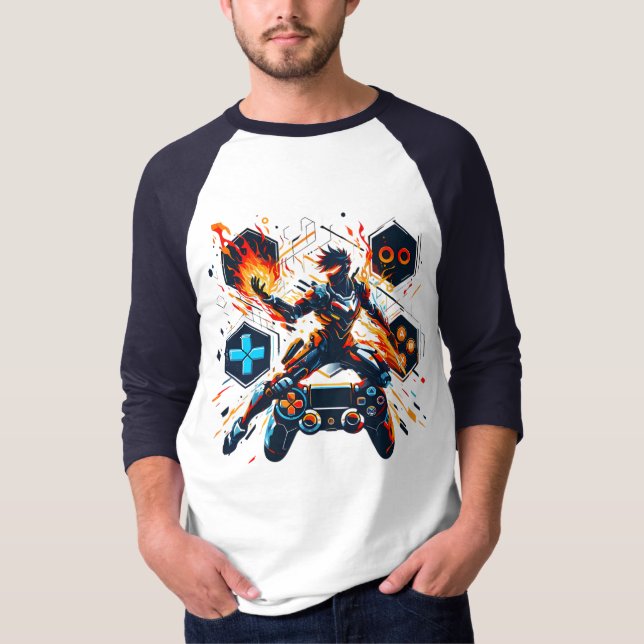 Camiseta PlayStation Gaming Hero Fire Controller Art (Frente)