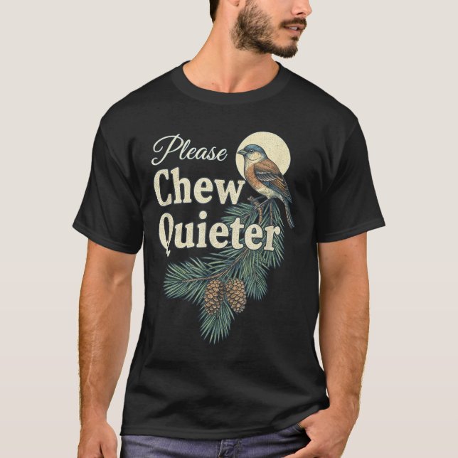 Camiseta Please Chew Quieter Christmas Funny Novelty  (Frente)