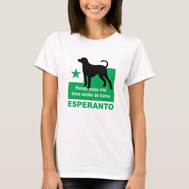 Camiseta Plej bona amiko de homo dos estas do esperanto/do (Frente)