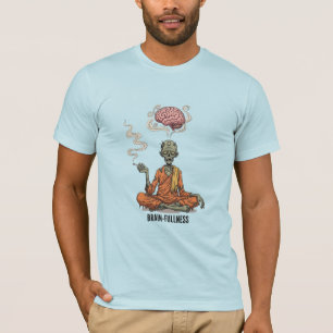 Camiseta Pleno-Cérebro - Monge Zumbi Meditando Divertido